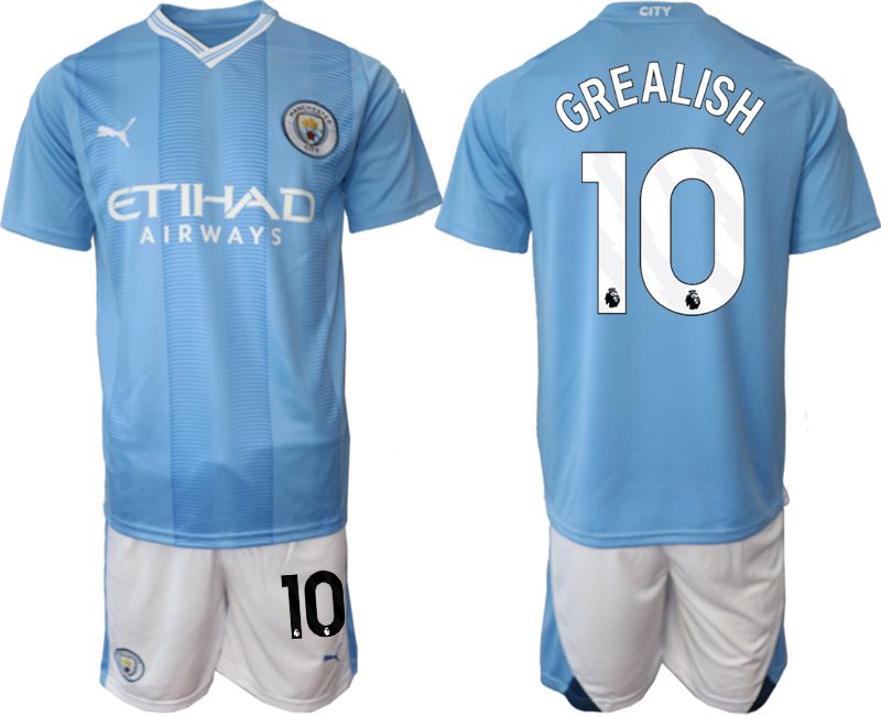 Men 2023-2024 Club Manchester City home Light blue #10 Soccer Jersey->manchester city jersey->Soccer Club Jersey